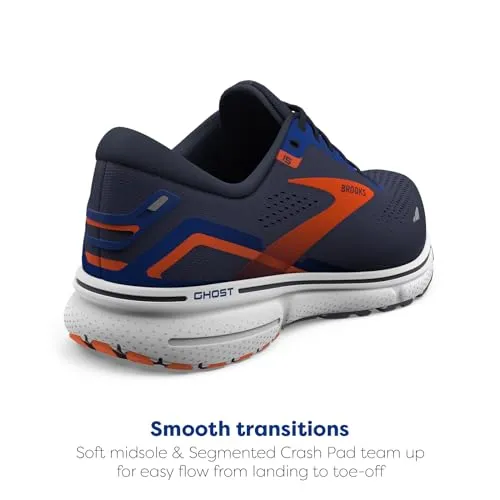 1103931D438 BROOKS MEN GHOST 15 NEUTRAL SHOE - PEACOAT/ORANGE/SURF - SIZE 8 - Like New
