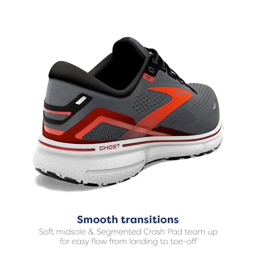 110393D024 BROOKS GHOST 15 RUNNING SHOES - EBONY/BLACK/SPICY ORANGE - SIZE 7.5 - Like New