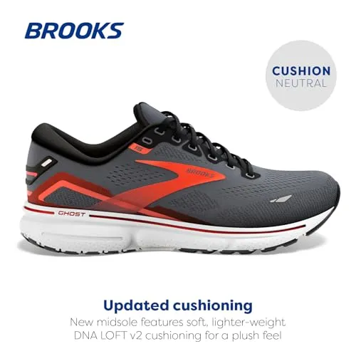 110393D024 BROOKS GHOST 15 RUNNING SHOES - EBONY/BLACK/SPICY ORANGE - SIZE 7.5 - Like New