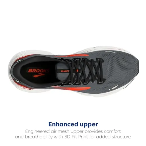 110393D024 BROOKS GHOST 15 RUNNING SHOES - EBONY/BLACK/SPICY ORANGE - SIZE 7.5 - Like New
