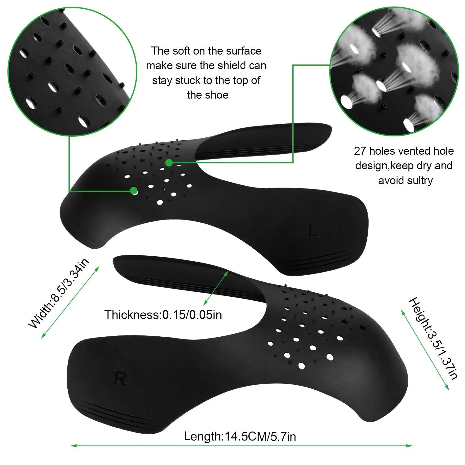 2 Pairs Anti-wrinkle Shoes Crease Protector Toe Box Decreaser, Avoid Shoes Crease Indentation Women's Size 5-8