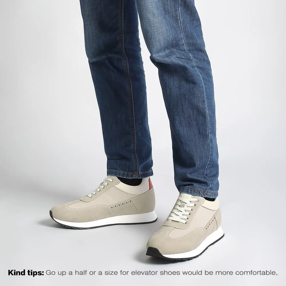 7 CM/2.76 Inches CMR CHAMARIPA Off-White Suede Men's Height Increasing Shoes