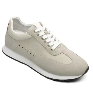 7 CM/2.76 Inches CMR CHAMARIPA Off-White Suede Men's Height Increasing Shoes 7 CM/2.76 Inches CMR CHAMARIPA Off-White Suede Men's Height Increasing Shoes