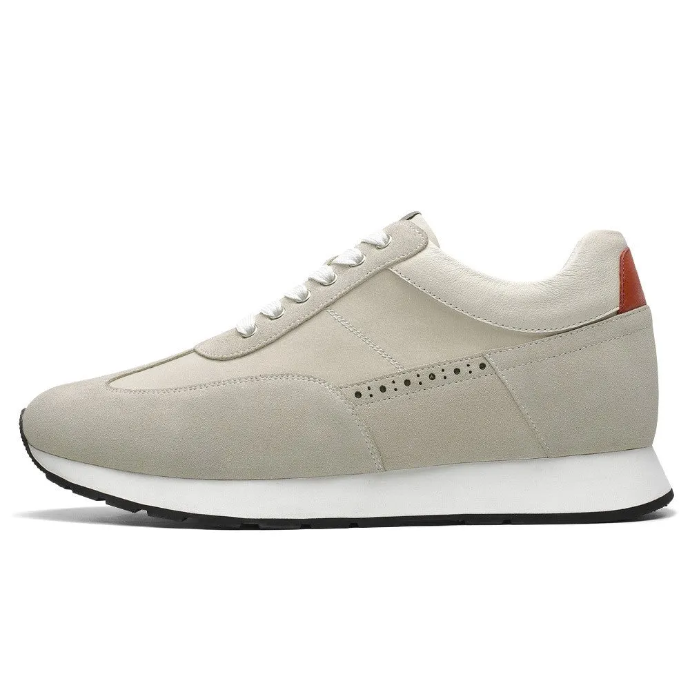 7 CM/2.76 Inches CMR CHAMARIPA Off-White Suede Men's Height Increasing Shoes