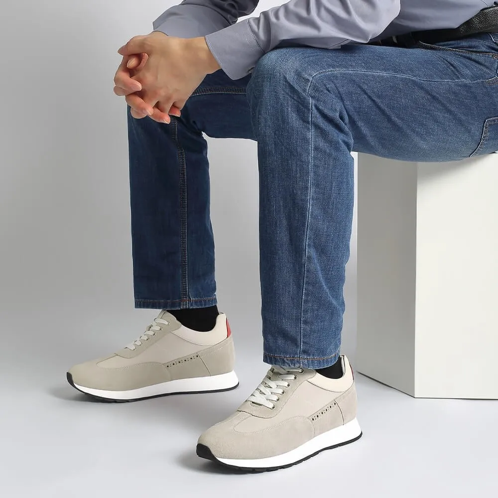 7 CM/2.76 Inches CMR CHAMARIPA Off-White Suede Men's Height Increasing Shoes