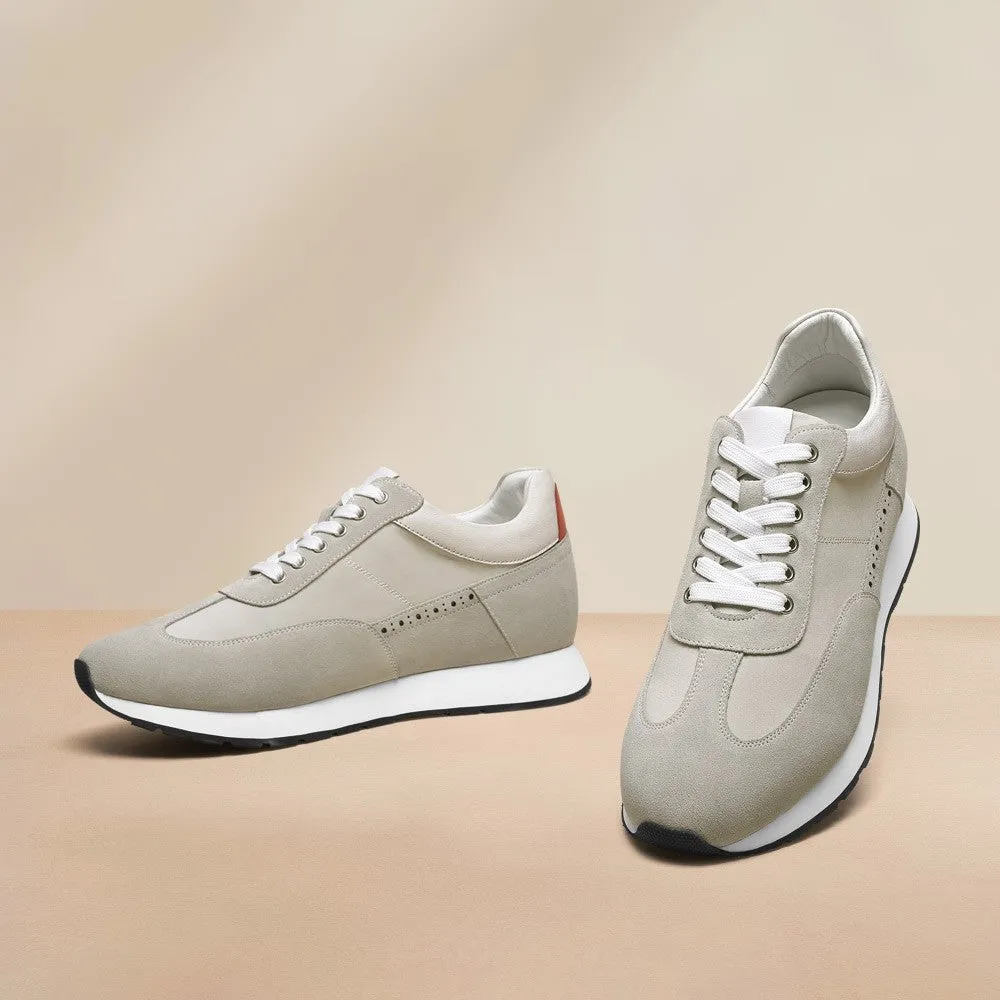7 CM/2.76 Inches CMR CHAMARIPA Off-White Suede Men's Height Increasing Shoes