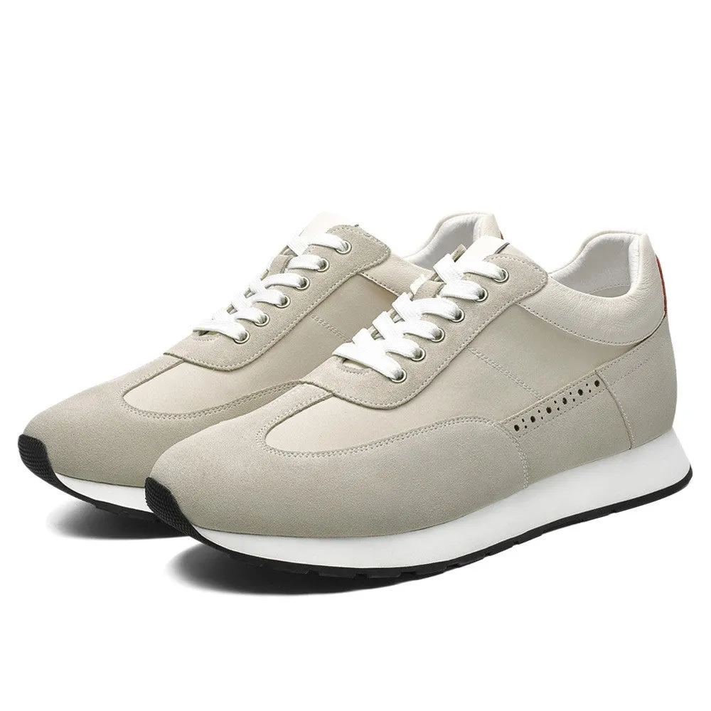 7 CM/2.76 Inches CMR CHAMARIPA Off-White Suede Men's Height Increasing Shoes