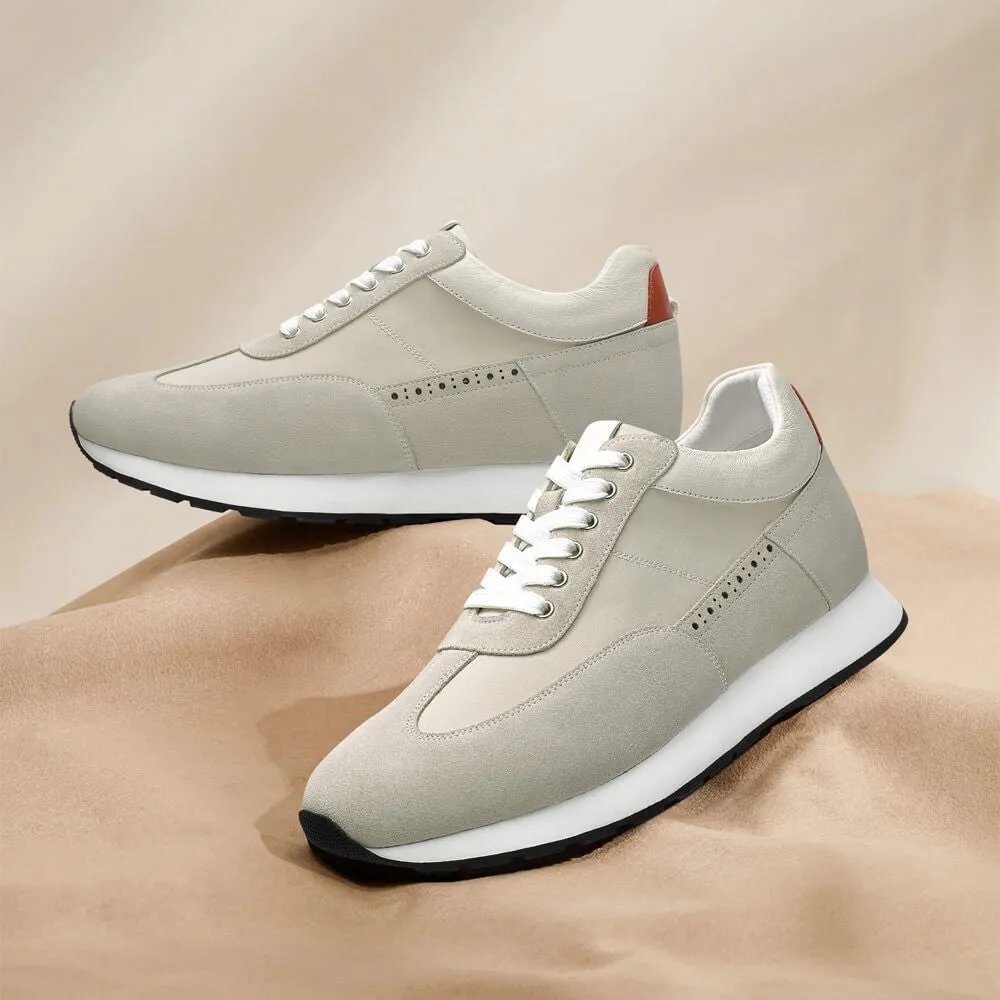 7 CM/2.76 Inches CMR CHAMARIPA Off-White Suede Men's Height Increasing Shoes