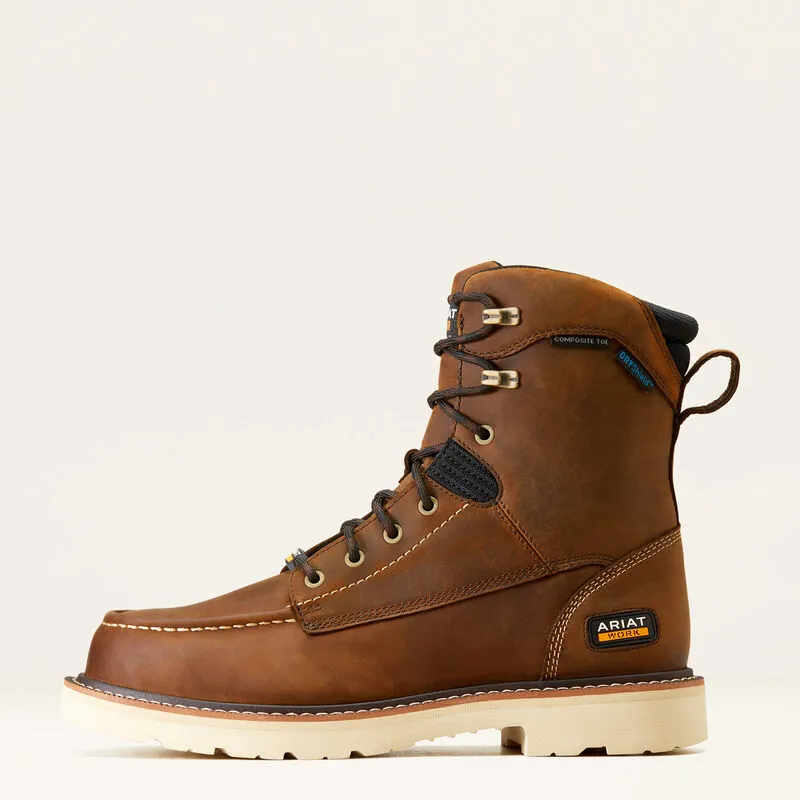 Ariat Men's 8" Rebar Lift Waterproof Composite Toe Work Boot - Distressed Brown 10047028