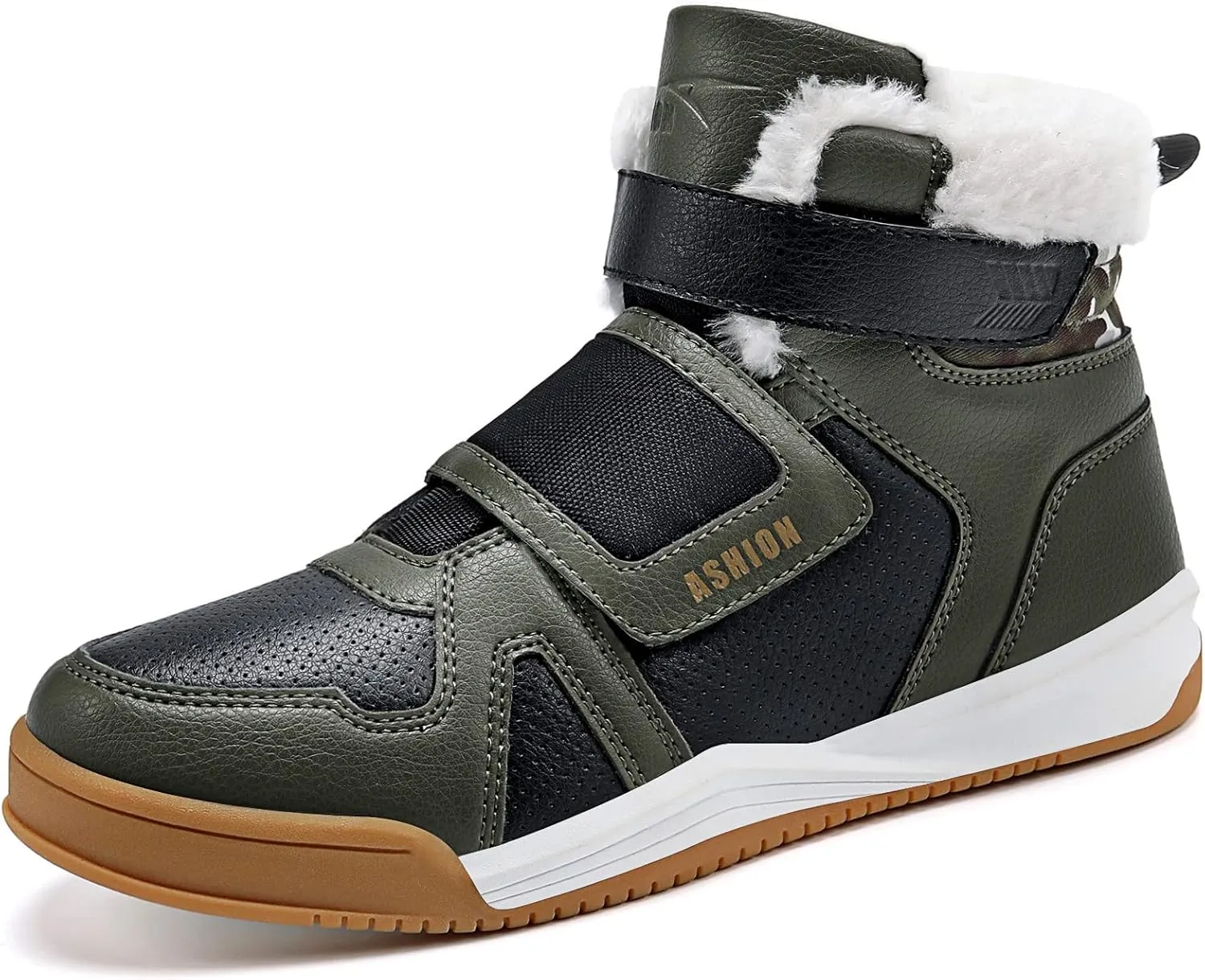 ASHION Kids Snow Boots for Boys Girls Winter High Top Non-Slip Boots Cold Weather Faux Fur Lined Warm Boots