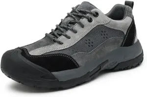 Asifn Mens Leather Outdoor Hiking Shoes Casual Breathable Sneakers Non-Slip Wearable Work Shoes Comfortable Driving Shoes