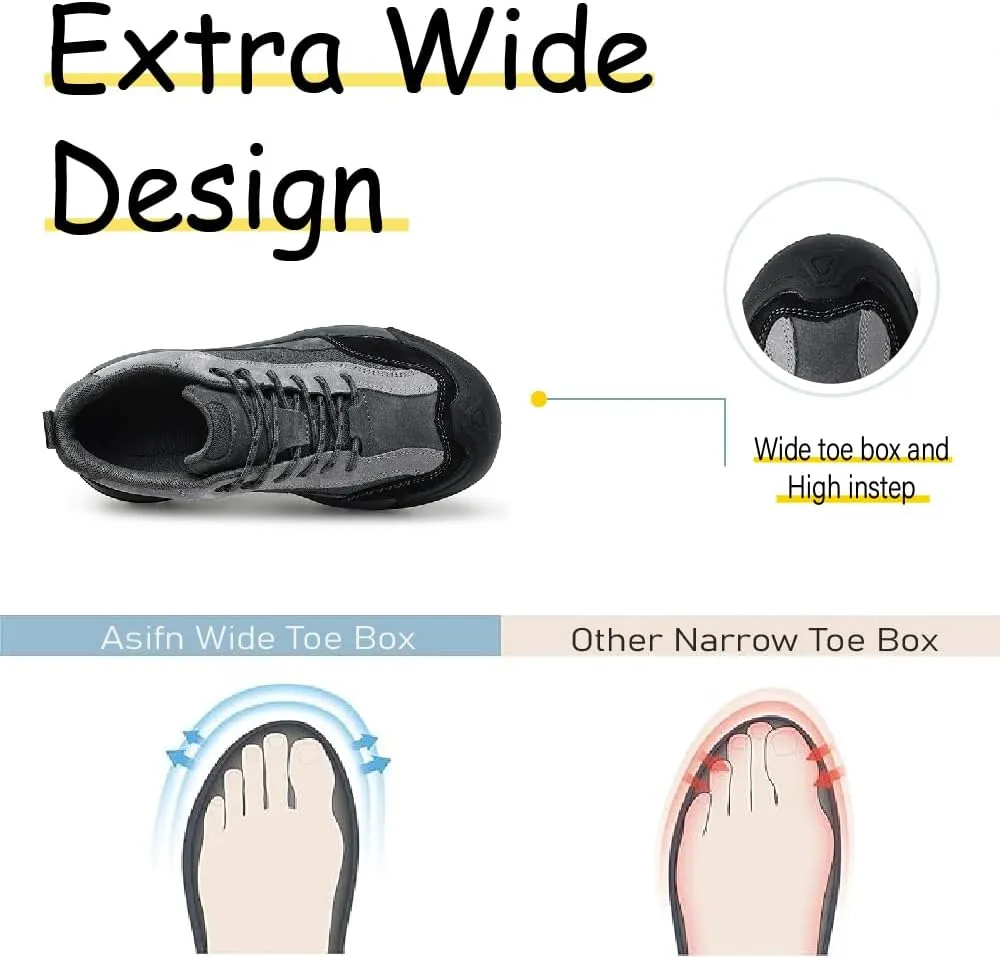 Asifn Mens Leather Outdoor Hiking Shoes Casual Breathable Sneakers Non-Slip Wearable Work Shoes Comfortable Driving Shoes