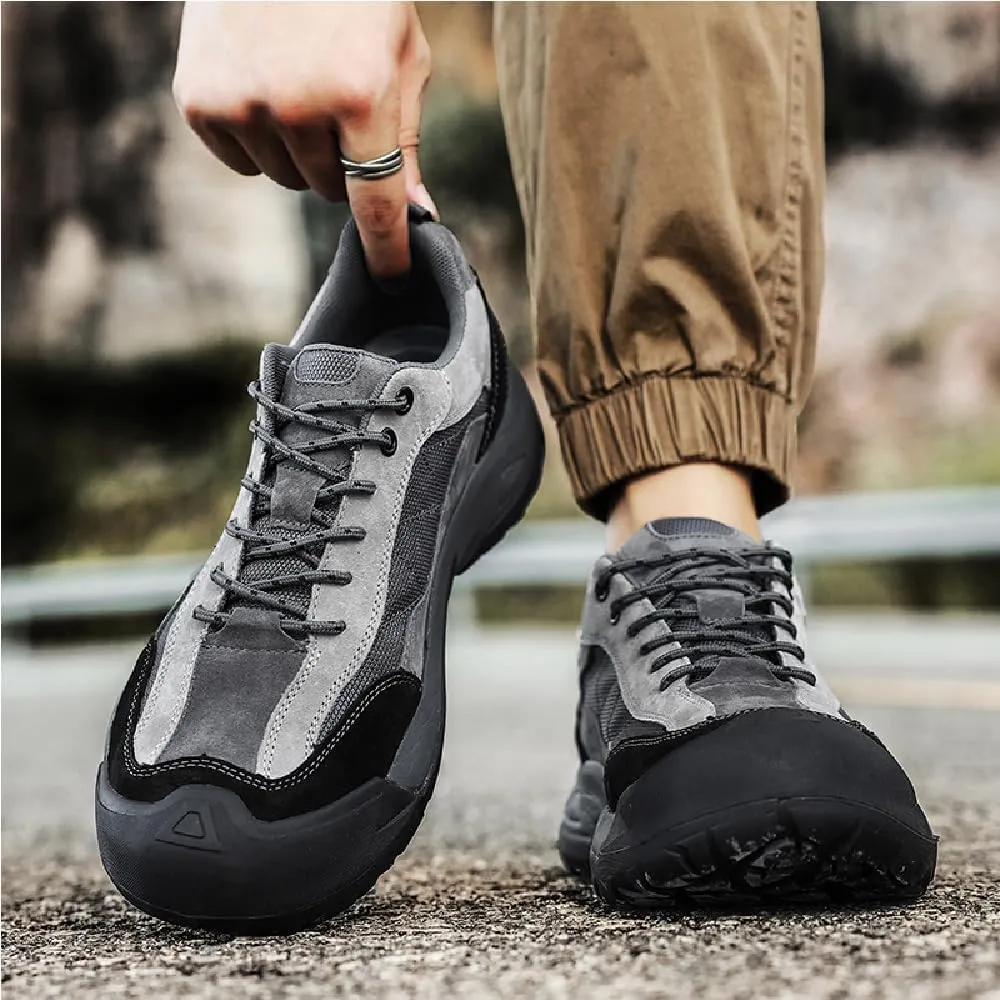 Asifn Mens Leather Outdoor Hiking Shoes Casual Breathable Sneakers Non-Slip Wearable Work Shoes Comfortable Driving Shoes