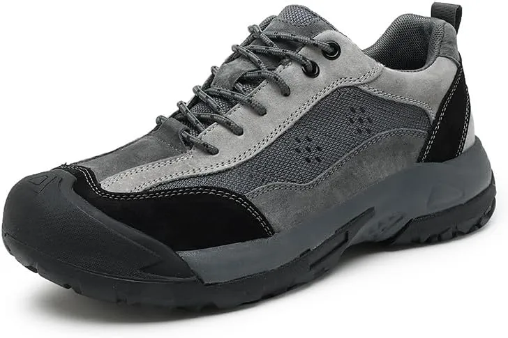 Asifn Mens Leather Outdoor Hiking Shoes Casual Breathable Sneakers Non-Slip Wearable Work Shoes Comfortable Driving Shoes