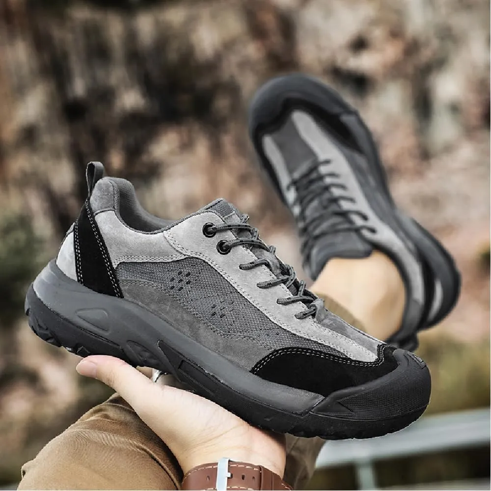 Asifn Mens Leather Outdoor Hiking Shoes Casual Breathable Sneakers Non-Slip Wearable Work Shoes Comfortable Driving Shoes