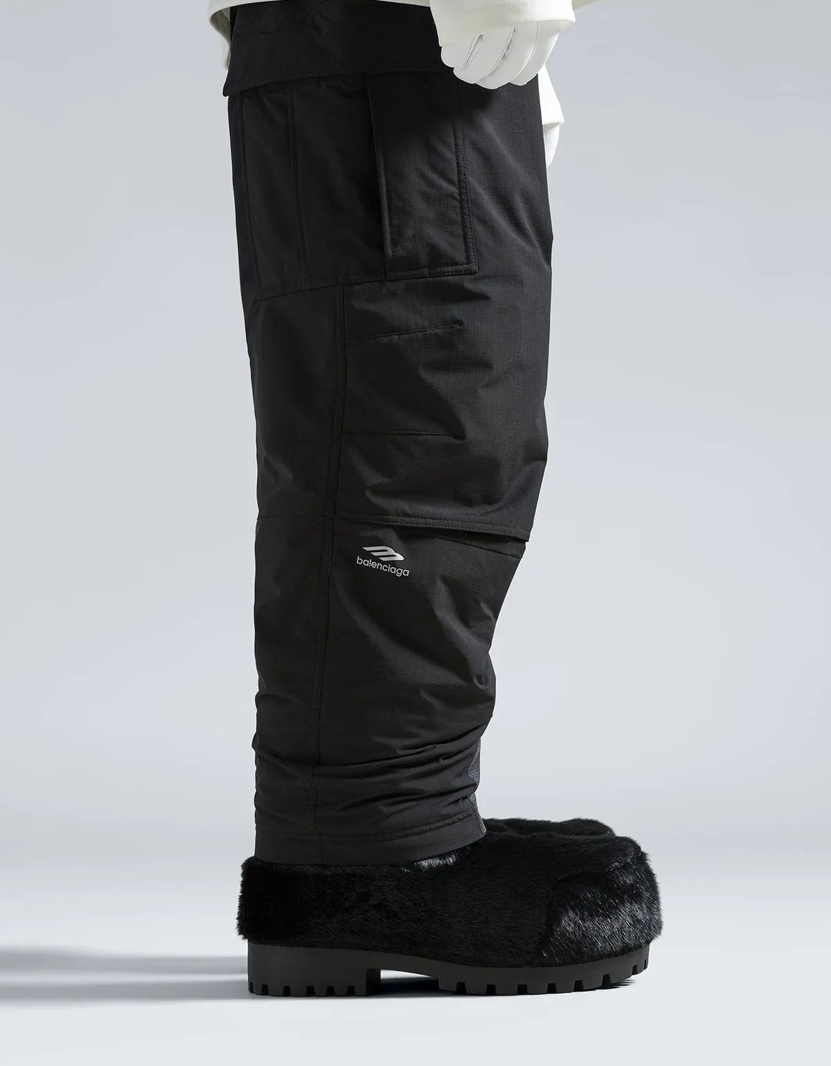 Balenciaga Black Faux Minx Alaska Low Boots