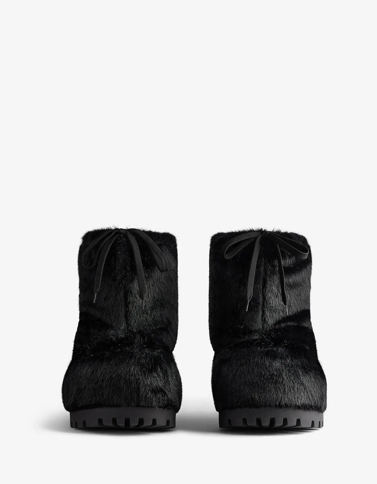 Balenciaga Black Faux Minx Alaska Low Boots