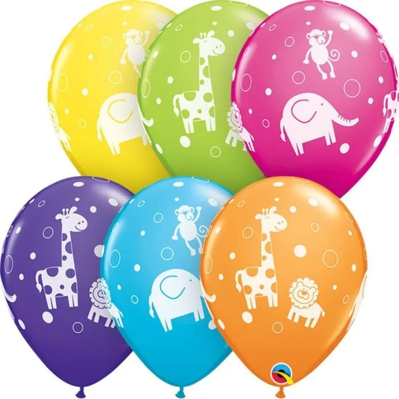 Balloons Jungle Theme Multi-Color Large Latex balloons (6 pack)