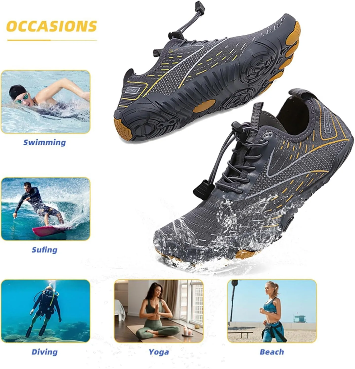 Barefoot Shoes for Women Men Breathable & Non Slip Athletic Footwear Wide Toe Couples Quick-Dry Water Aqua Shoes Beach Diving Widing Pool River Walking Summer Hiking Shoe Men,Indoor Fitness Shoe