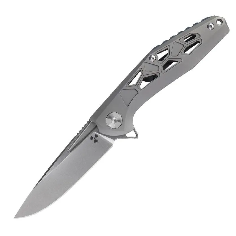 Best Titanium Alloy Handle D2 Steel Tactical Jungle Pocket Hunting Knife Folding Knives With Grey Titanium Surface