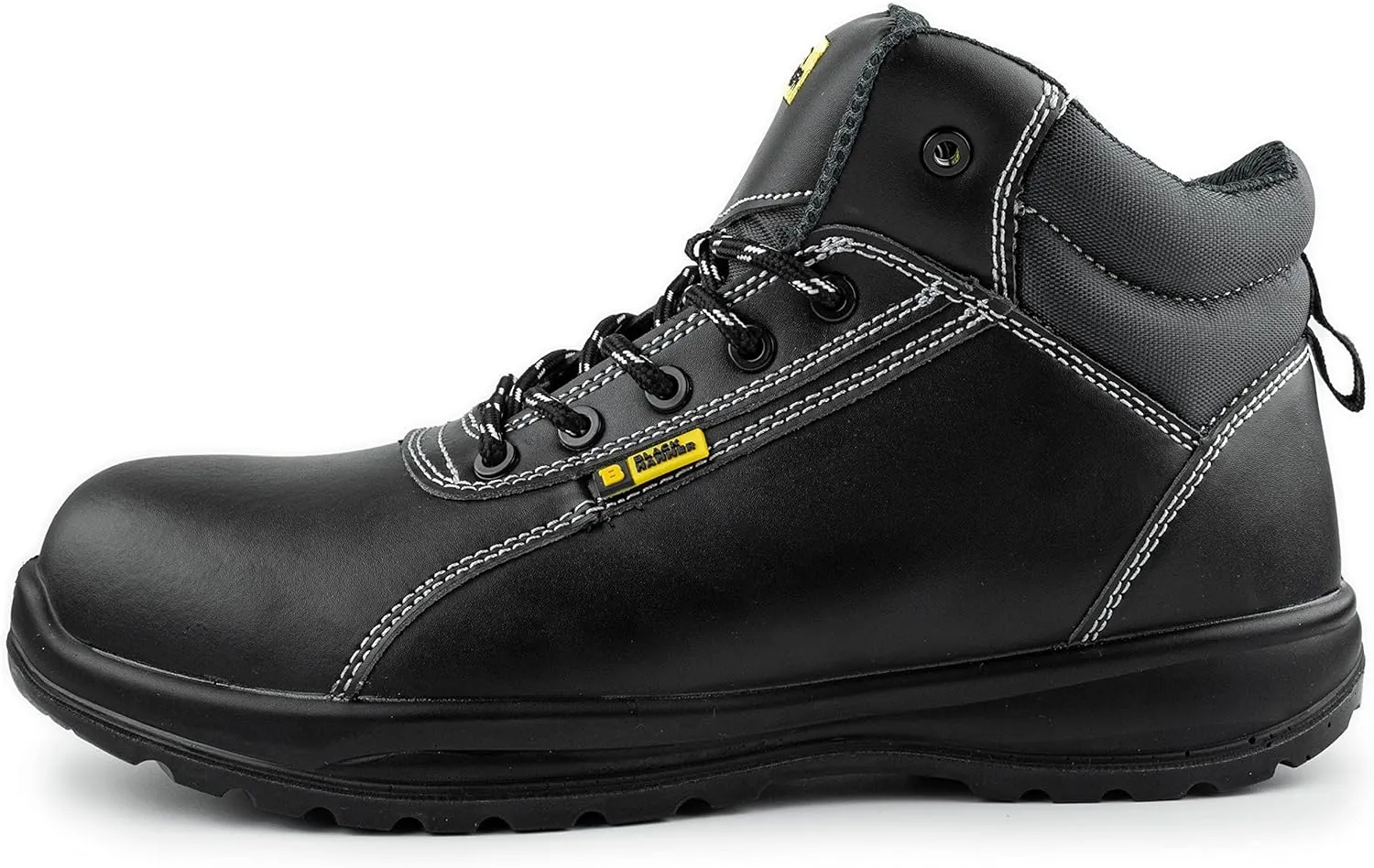 Black Hammer Mens Leather Safety Boots S3 SRC Composite Toe Cap Kevlar Non Metallic Metal Free Lightweight Work Shoes Ankle Hiker 1500 Black