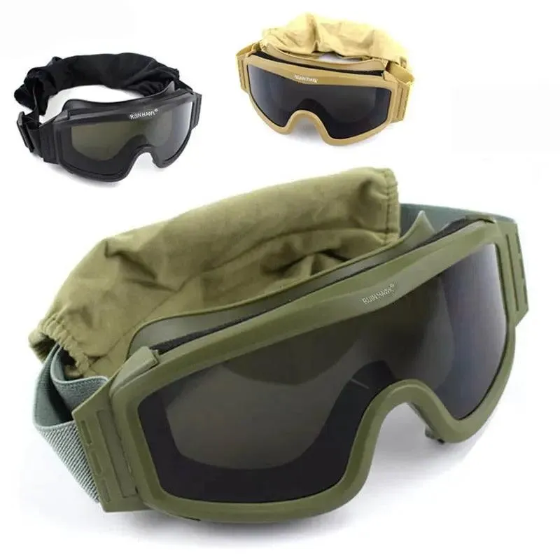 Black Tan Green Tactical Goggles Military Shooting Sunglasses 3 Lens Airsoft Paintball Windproof Wargame Mountaineering Glasses