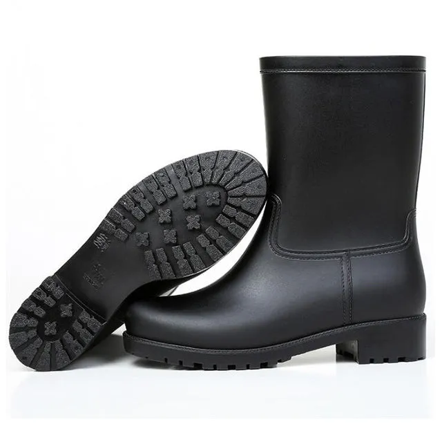 Blue/Black mid-calf wellies