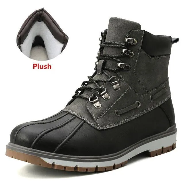 Boots Thick Plush Warm Snow Boots Lace-UP Men Ankle Boots Outdoor Waterproof Men's Motorcycle Boots