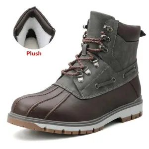 Boots Thick Plush Warm Snow Boots Lace-UP Men Ankle Boots Outdoor Waterproof Men's Motorcycle Boots