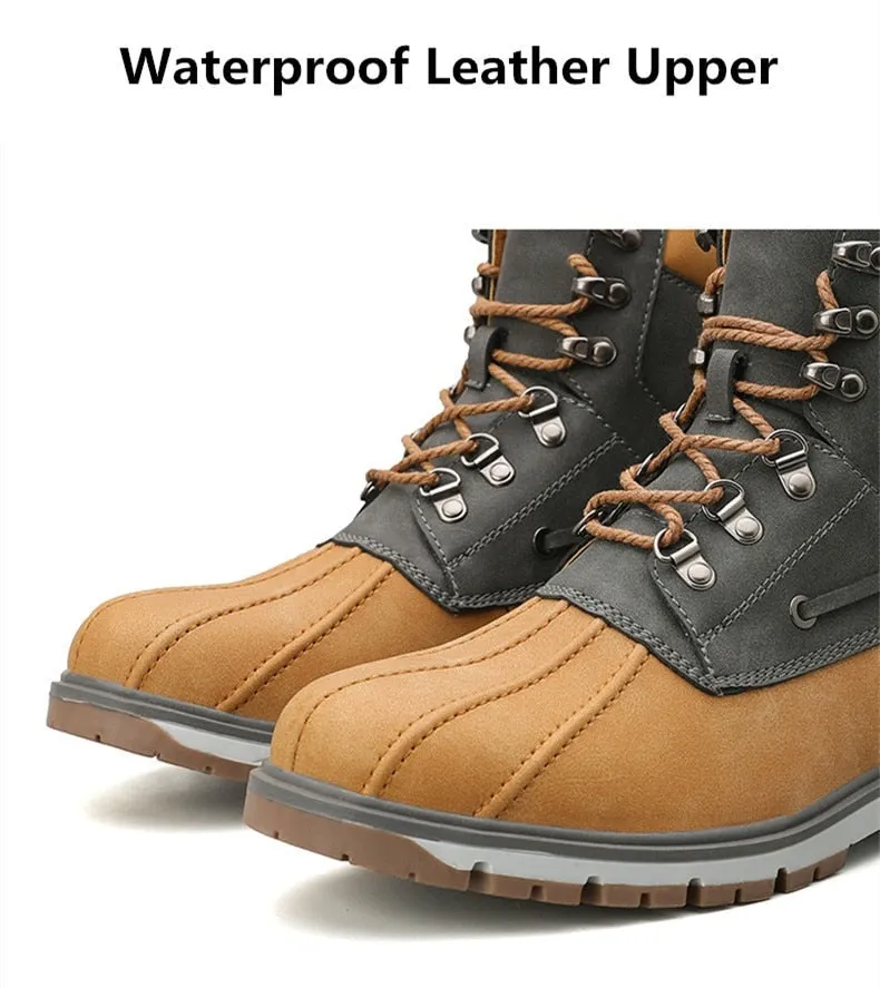 Boots Thick Plush Warm Snow Boots Lace-UP Men Ankle Boots Outdoor Waterproof Men's Motorcycle Boots