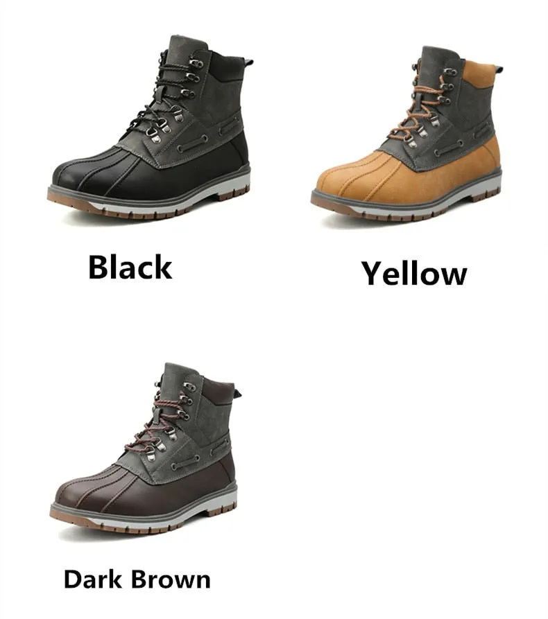 Boots Thick Plush Warm Snow Boots Lace-UP Men Ankle Boots Outdoor Waterproof Men's Motorcycle Boots