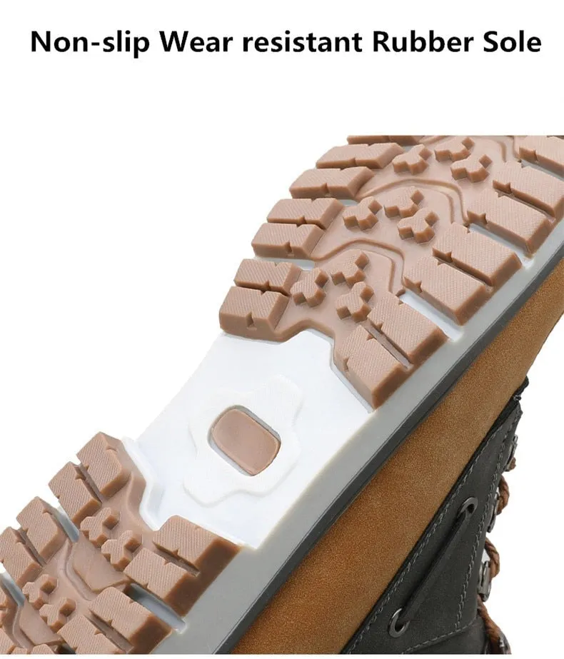 Boots Thick Plush Warm Snow Boots Lace-UP Men Ankle Boots Outdoor Waterproof Men's Motorcycle Boots