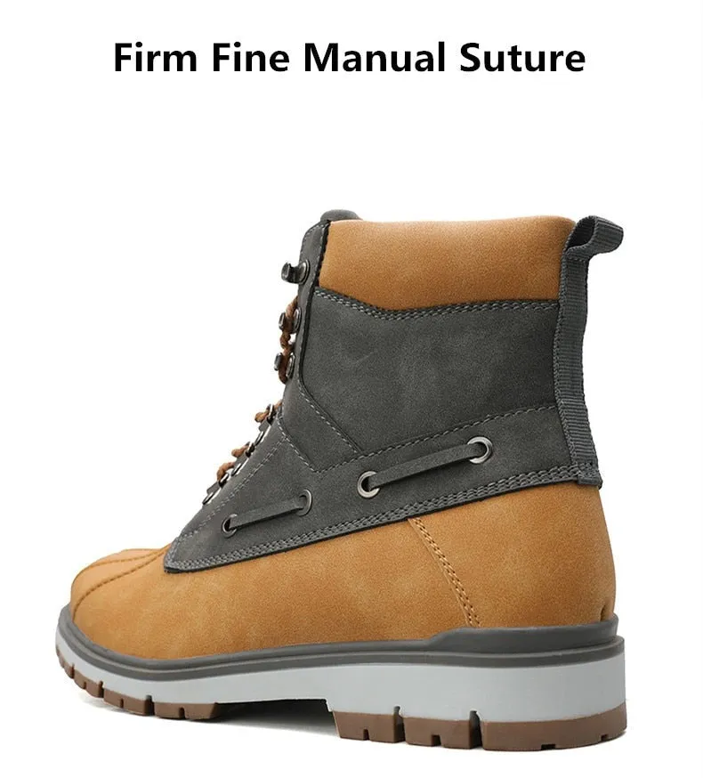 Boots Thick Plush Warm Snow Boots Lace-UP Men Ankle Boots Outdoor Waterproof Men's Motorcycle Boots