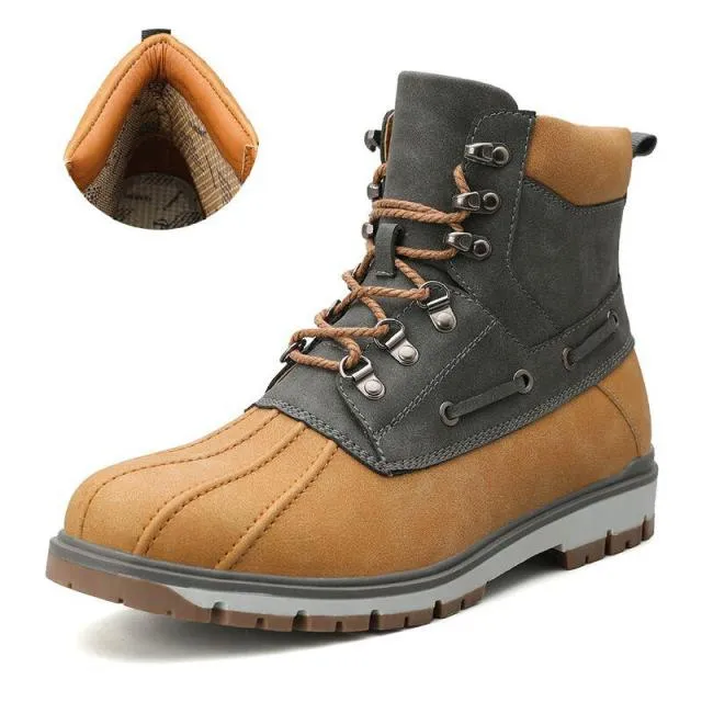 Boots Thick Plush Warm Snow Boots Lace-UP Men Ankle Boots Outdoor Waterproof Men's Motorcycle Boots