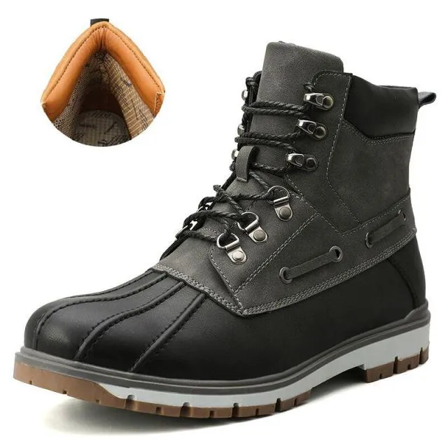 Boots Thick Plush Warm Snow Boots Lace-UP Men Ankle Boots Outdoor Waterproof Men's Motorcycle Boots