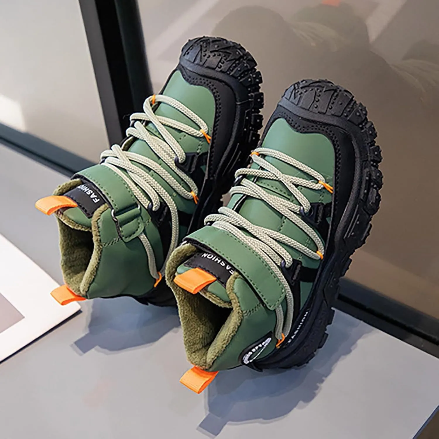 Boys Girls Winter Snow Boots Warm Outdoor Hiking Shoes Waterproof Anti-Slip Boots Outdoor Black Wedge Sneakers Girls