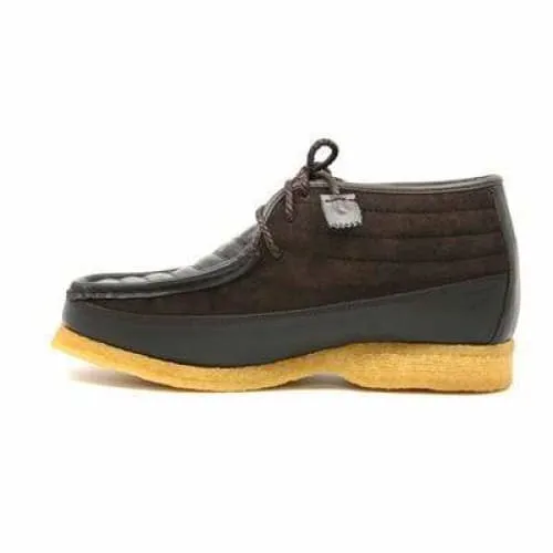 British Walkers Castle Men's Brown Suede and Leather Three Quarter Lace Up Shoes