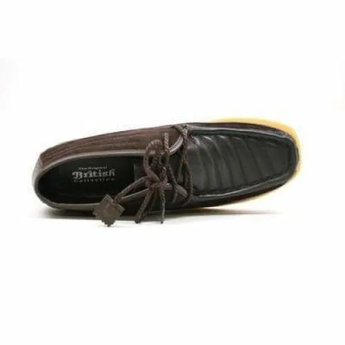 British Walkers Castle Men's Brown Suede and Leather Three Quarter Lace Up Shoes