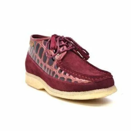 British Walkers Knicks Croc Men's Burgundy Crocodile Leather and Suede Limited Edition Style