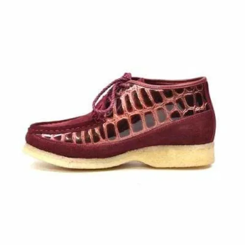 British Walkers Knicks Croc Men's Burgundy Crocodile Leather and Suede Limited Edition Style