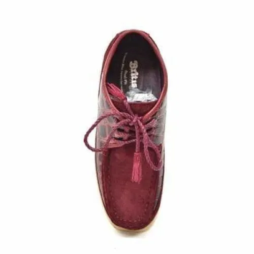 British Walkers Knicks Croc Men's Burgundy Crocodile Leather and Suede Limited Edition Style
