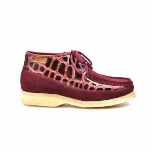 British Walkers Knicks Croc Men's Burgundy Crocodile Leather and Suede Limited Edition Style