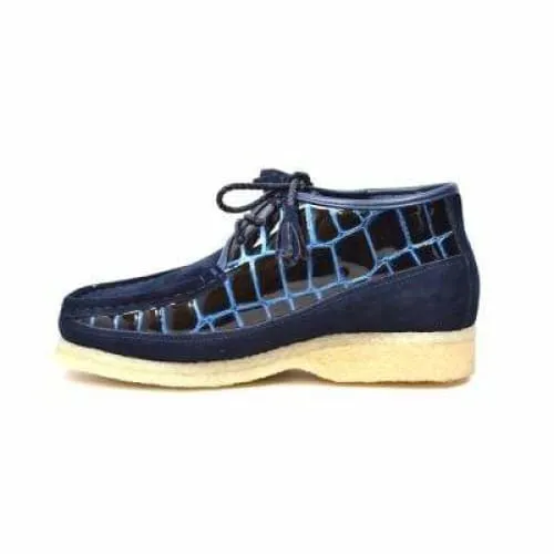 British Walkers Knicks Croc Men's Navy Blue Crocodile Leather and Suede Limited Edition Style