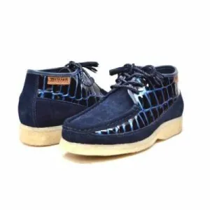 British Walkers Knicks Croc Men's Navy Blue Crocodile Leather and Suede Limited Edition Style