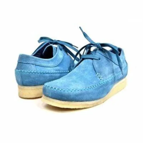 British Walkers Somerset Weaver Low Top Style Men's Light Blue Suede Crepe Sole