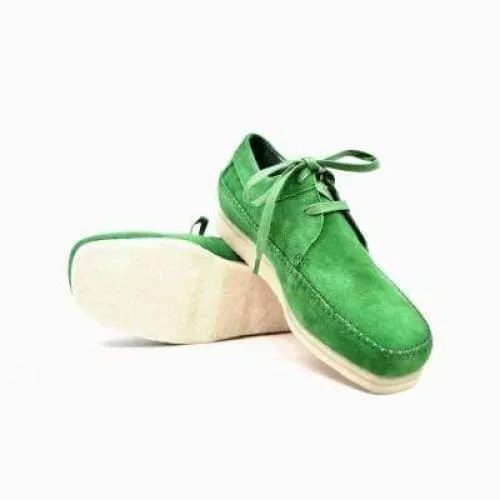 British Walkers Somerset Weaver Low Top Style Men's Light Green Suede Crepe Sole