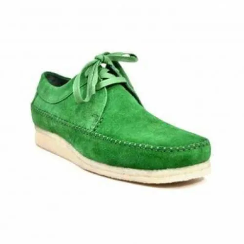 British Walkers Somerset Weaver Low Top Style Men's Light Green Suede Crepe Sole