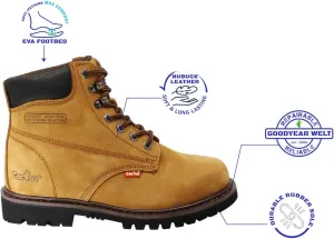 Cactus Mens 611 Insulated Soft Toe 6 Construction Roofing Work Boots Nubuck Leather Rubber Sole Comfortable Industrial Construction Boots