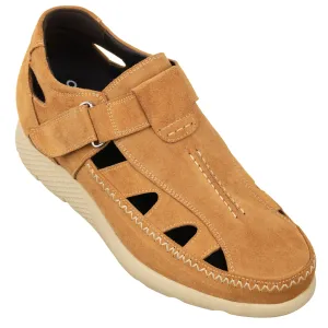 CALTO - K2134 - 2.6 Inches Taller (Khaki) - Fisherman Sandal