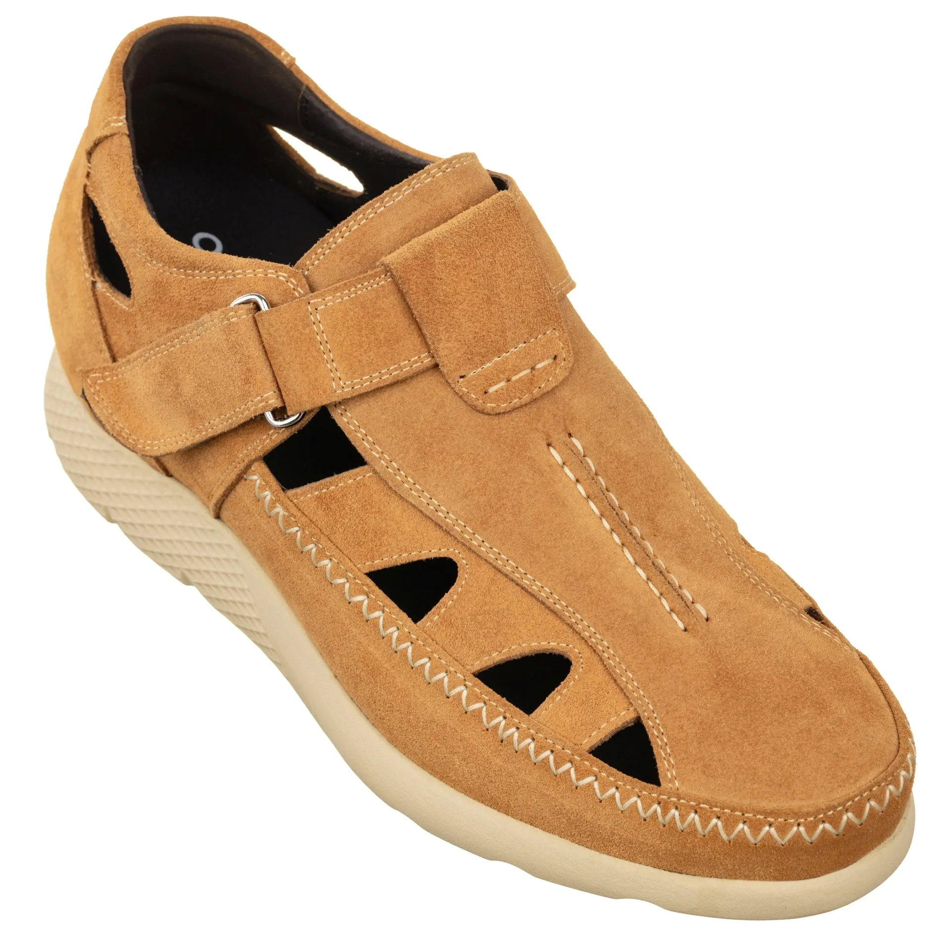 CALTO - K2134 - 2.6 Inches Taller (Khaki) - Fisherman Sandal